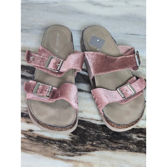 Madden Girl Shoes - Madden Girl Brando-V Pink Velvet Double Buckle Slide‎ Sandals Mens 8M BRANDO-V